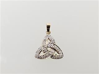 14K Yellow Gold APX 1/10 CTW Irish Celtic Trinity Pendant